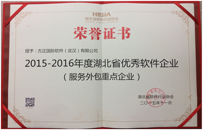 方正国际软件（武汉）荣获“湖北省优秀软件企业”奖，彰显软件外包服务卓越实力